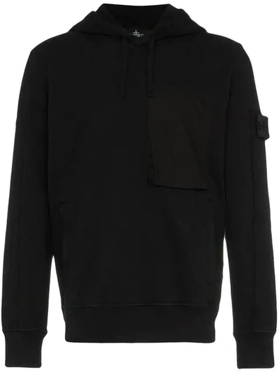 Shop Stone Island Shadow Project Front Pocket Long Sleeve Cotton Hoodie In Black