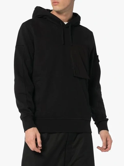 Shop Stone Island Shadow Project Front Pocket Long Sleeve Cotton Hoodie In Black