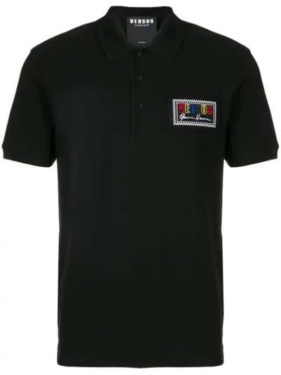 Shop Versus Logo Polo Shirt In Black