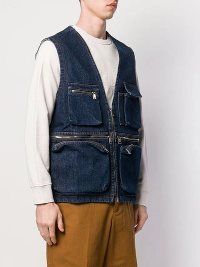 Shop Qasimi Denim Waistcoat In Blue