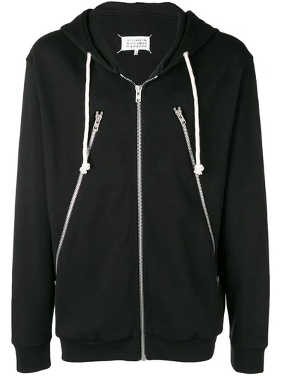 Shop Maison Margiela Zip Detail Hoodie In Black