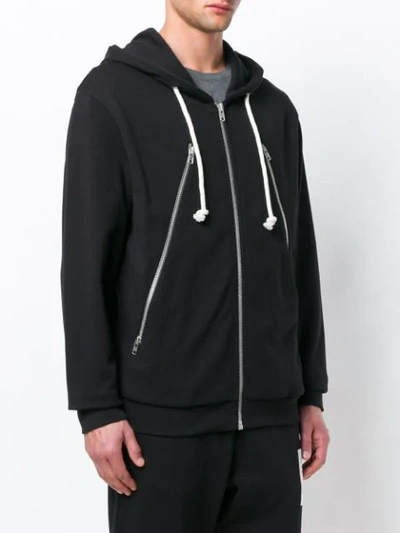 Shop Maison Margiela Zip Detail Hoodie In Black