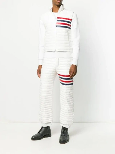 Shop Thom Browne 4-bar Quilted Down Satin Tech Vest In White