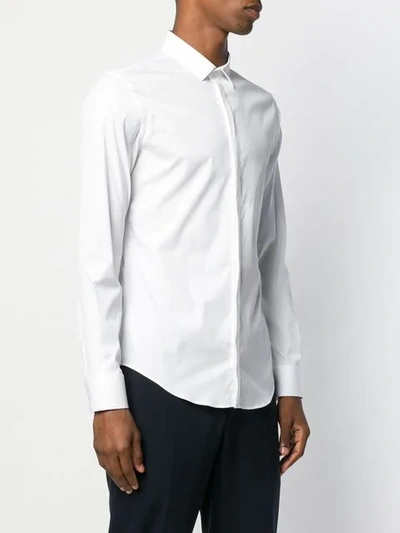 Shop Emporio Armani Long-sleeve Fitted Shirt In White