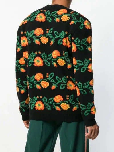 Shop Gucci Floral Jacquard Sweater In Black