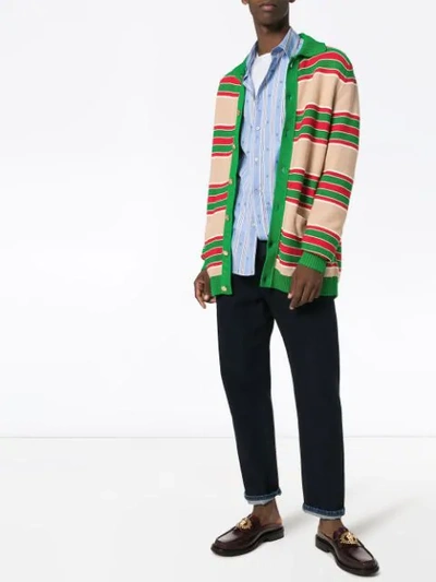 Shop Gucci Web-style Stripe Reversible Cardigan In Multicolour
