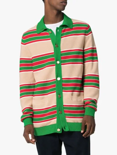 Shop Gucci Web-style Stripe Reversible Cardigan In Multicolour