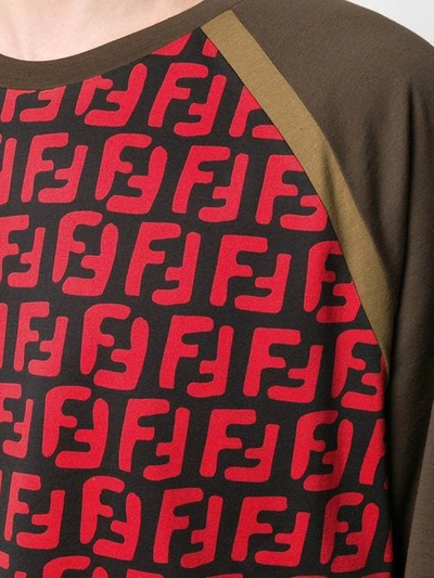 Shop Fendi Ff Logo Printed T-shirt In Brown