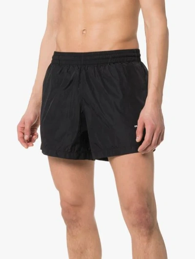 Shop Off-white Logo Swim Shorts In Black