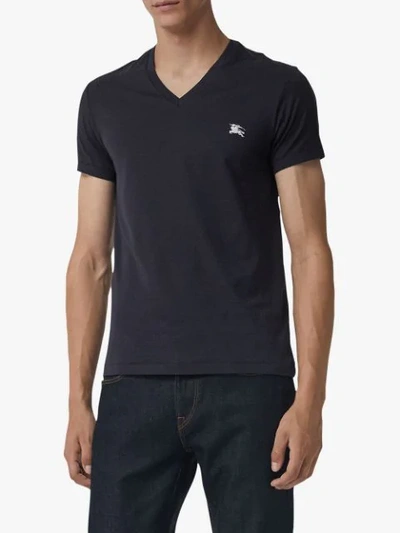 Shop Burberry Cotton Jersey V In Navy