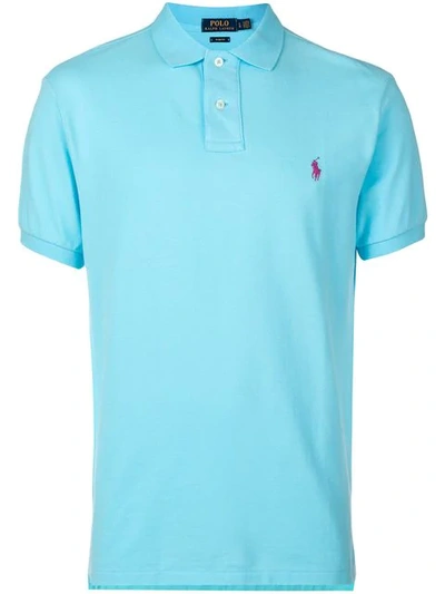Shop Polo Ralph Lauren Poloshirt Mit Logo-stickerei In Blue