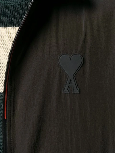 Shop Ami Alexandre Mattiussi Heart Logo Patch Hooded Bomber Jacket In Black