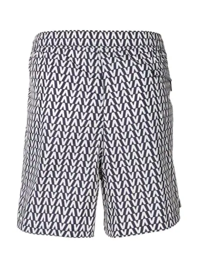 Shop Valentino Printed Swim Shorts In Blue