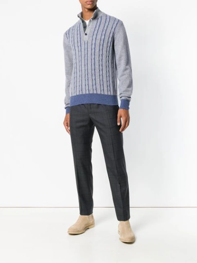 Shop Doriani Cashmere Cashmere Cable-knit Jumper - Blue