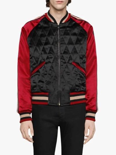 Shop Gucci Reversible Acetate Bomber Jacket In 1049 Red