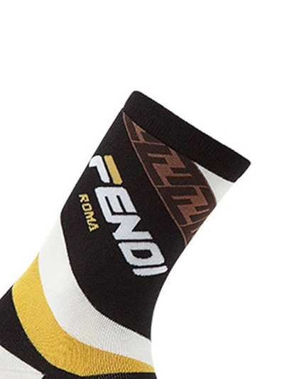 Shop Fendi Logo Socks In F0qa1 Black