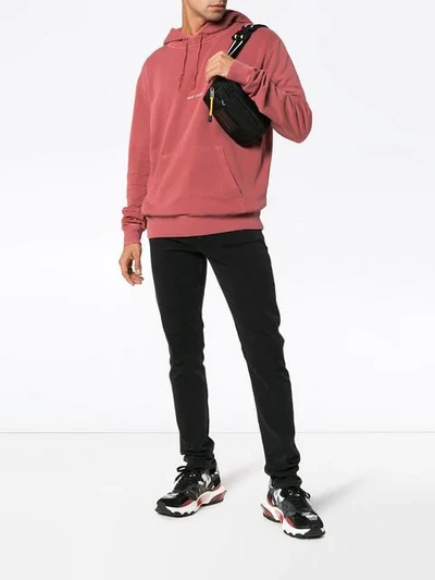 Shop Saint Laurent Logo Print Jersey Hoodie In Pink