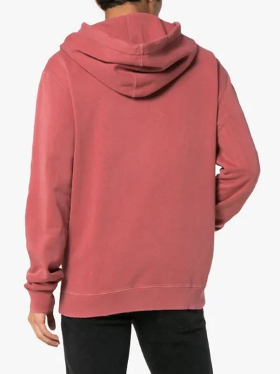 Shop Saint Laurent Logo Print Jersey Hoodie In Pink