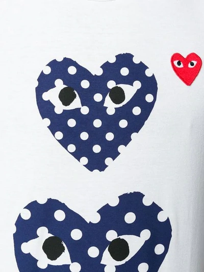 Shop Comme Des Garçons Play Polka Dot Heart Print T In White