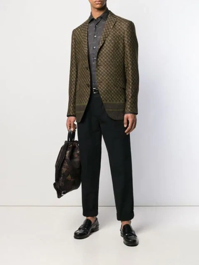 Shop Etro Embroidered Fitted Blazer - Green