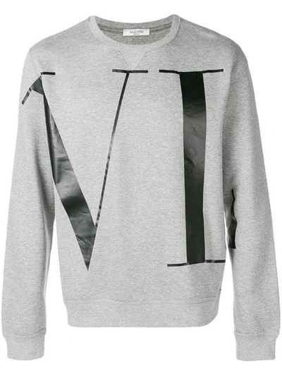 Shop Valentino Vltn Logo Sweatshirt In Grey