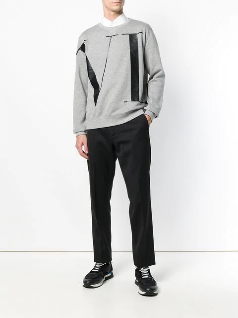 Valentino Vltn Wool And Cashmere-blend Sweater In Grey | ModeSens