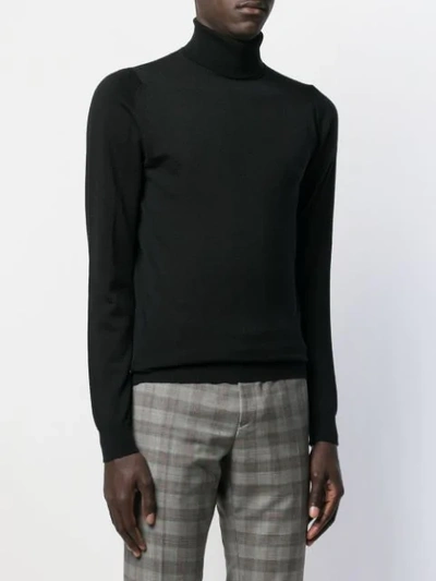 John Smedley Turtleneck Wool Sweater In Black