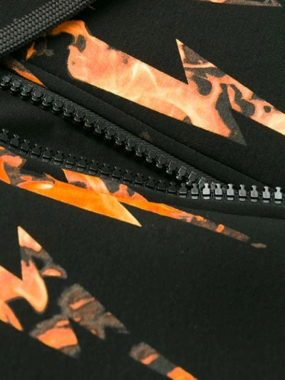 Shop Neil Barrett Lightning Print Zipped Hoodie In Black