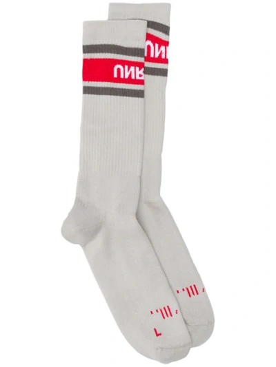 Shop Ben Taverniti Unravel Project Logo Intarsia Socks In Grey