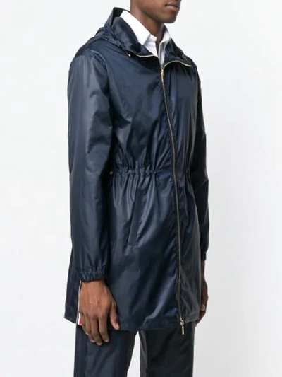 Shop Thom Browne Rwb Stripe Coat In Blue