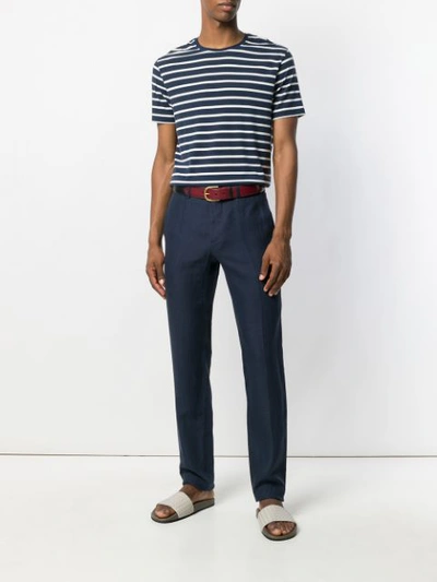 Shop Etro Slim Fitted Tailored Trousers In Blue