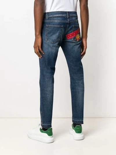 Shop Dolce & Gabbana Faded Straight Leg Jeans In Blue