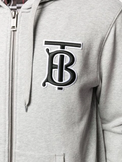 Shop Burberry Monogram Motif Cotton Hooded Top In Grey