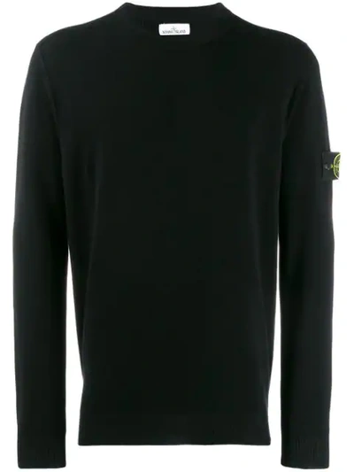 Shop Stone Island Logo Patch Sweater In V0029 Black