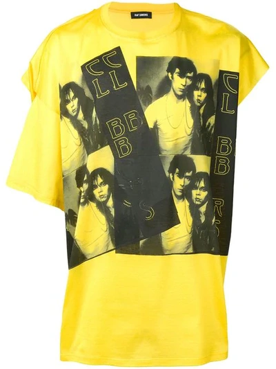 Shop Raf Simons Asymmetric Sleeve T-shirt In Yellow