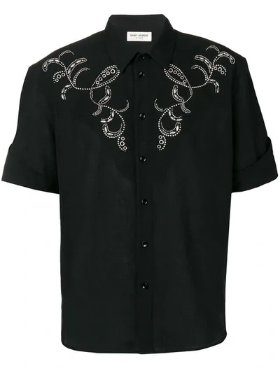 Shop Saint Laurent Western-style Embroidered Shirt In Black
