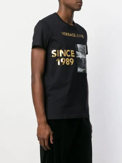 Shop Versace Jeans Logo Printed T In Black