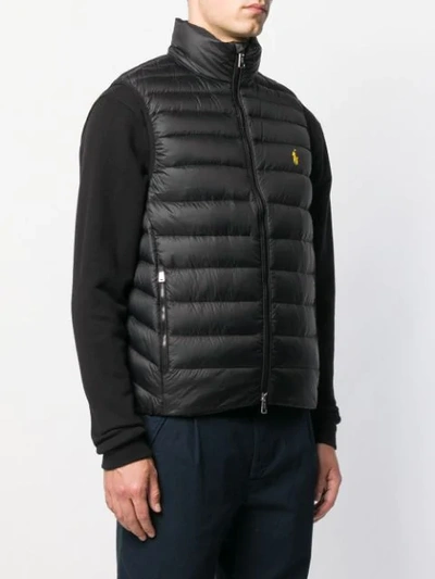Shop Polo Ralph Lauren Embroidered Logo Quilted Gilet In Black