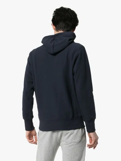 Shop Champion Embroidered Logo Cotton Hoodie In Blue