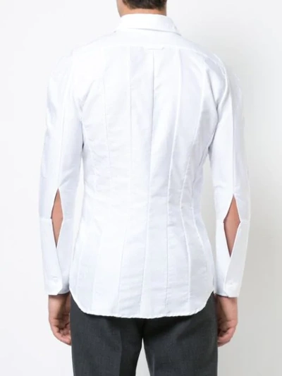 Shop Thom Browne Ribbed Detail Slim-fit Shirt In White