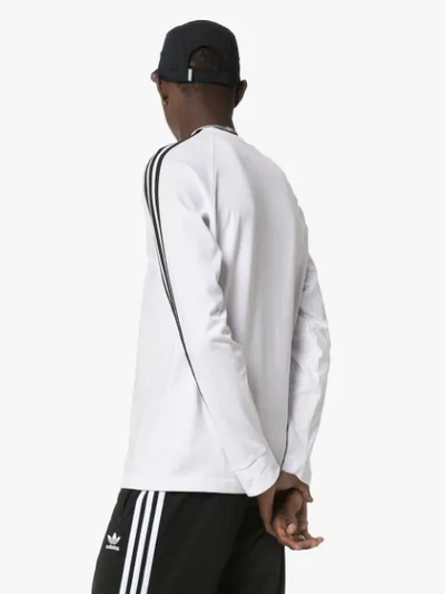 Shop Adidas Originals Three-stripe Sweatshirt In White