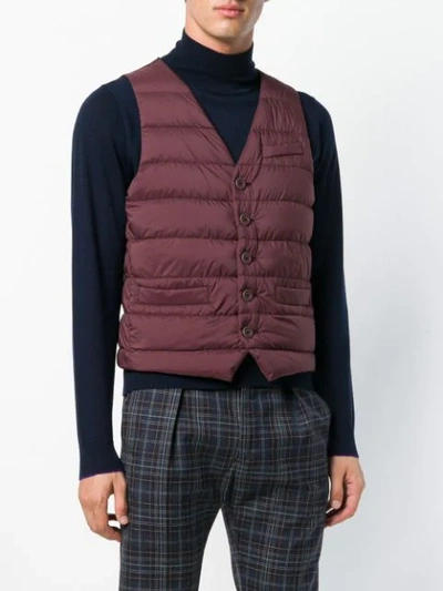 Shop Herno Quilted Waistcoat In Red