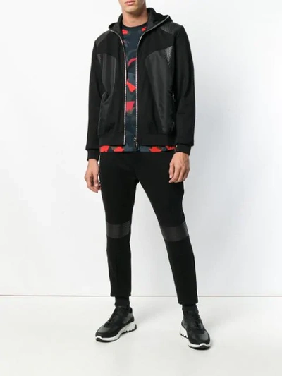 Shop Les Hommes Hooded Technical-style Jacket In Black