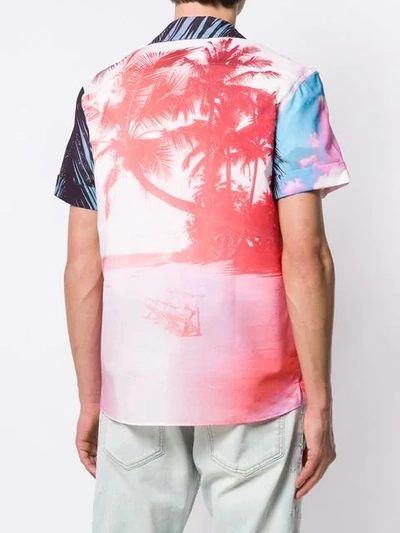 Shop Balmain Beach Print Shirt In Pink