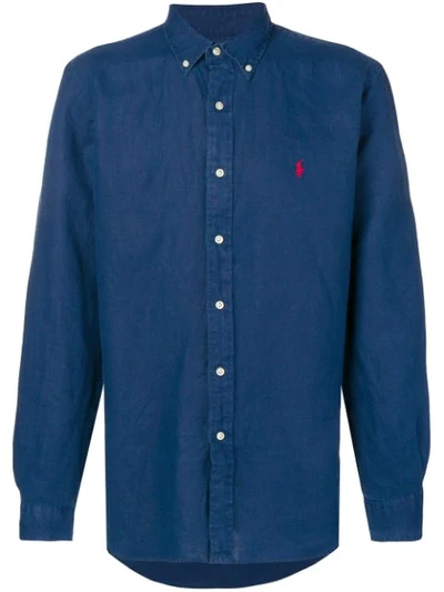 Shop Polo Ralph Lauren Button Down Logo Shirt In Blue