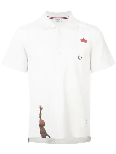 Shop Thom Browne Klassisches Poloshirt In White