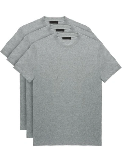 Shop Prada 3-pack Jersey T-shirts In Grey