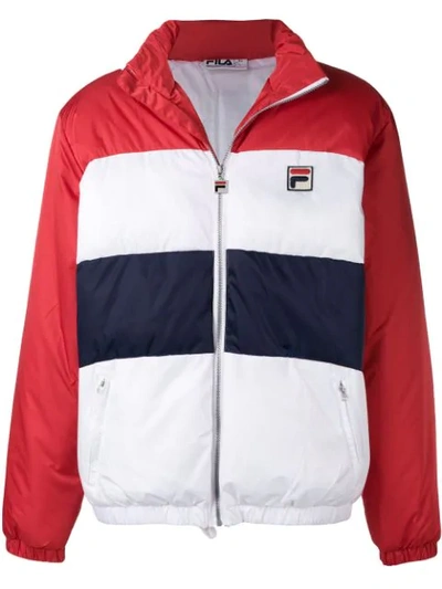 Shop Fila Striped Bomber Jacket In Red