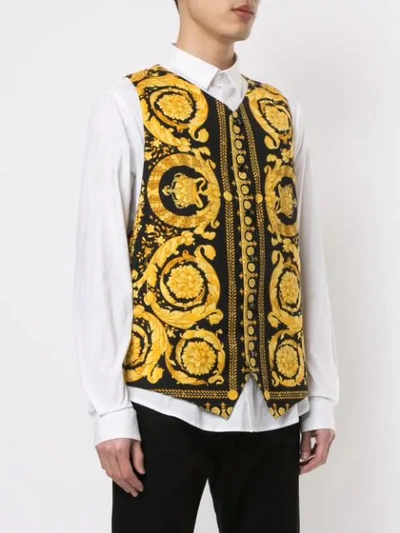 Pre-owned Versace Baroque-print Vest In Black