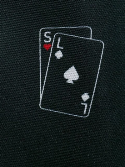 Shop Saint Laurent Sl Playing Card Print Varsity Jacket In Blue